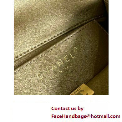 Chanel Lambskin, Resin  &  Gold-Tone Metal Mini Flap Bag with Top Handle AS4847 Gold 2024